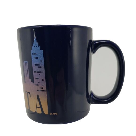 Atlanta Georgia USA Coffee Tea Mug Cup Cityscape Blue Gold with Handle Skyline - Picture 13 of 16